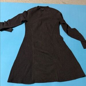 Club Monaco Black Long-Sleeve A-Line Knit Dress